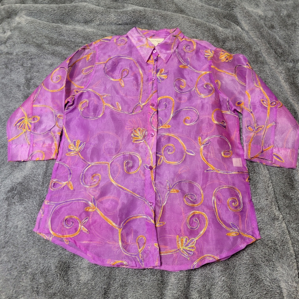 Floral Embroidered Purple Blouse